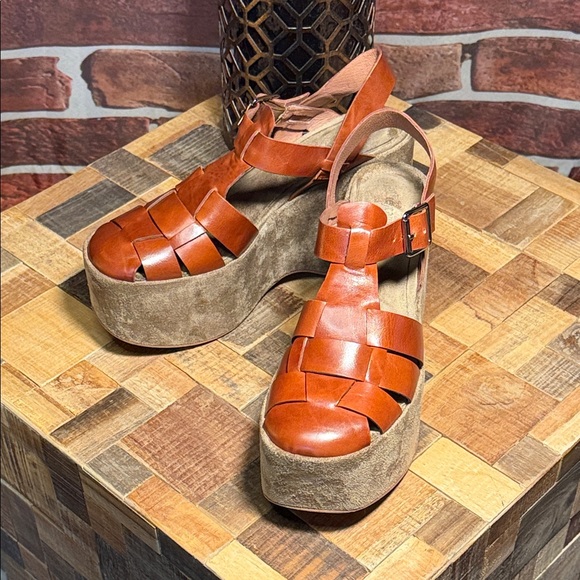 Jeffrey Campbell Shoes - 👡 Jeffrey Campbell Women's Platform 70’s Style Fisherman Sandals — Cognac — 8.5